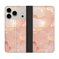 Housse cuir portefeuille Pour Iphone 18 Pro Max Texture Marbre Rose