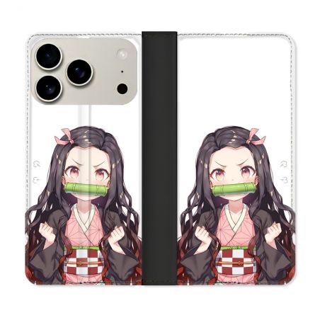Housse cuir portefeuille Pour Iphone 18 Pro Manga Demon Slayer Nezuko