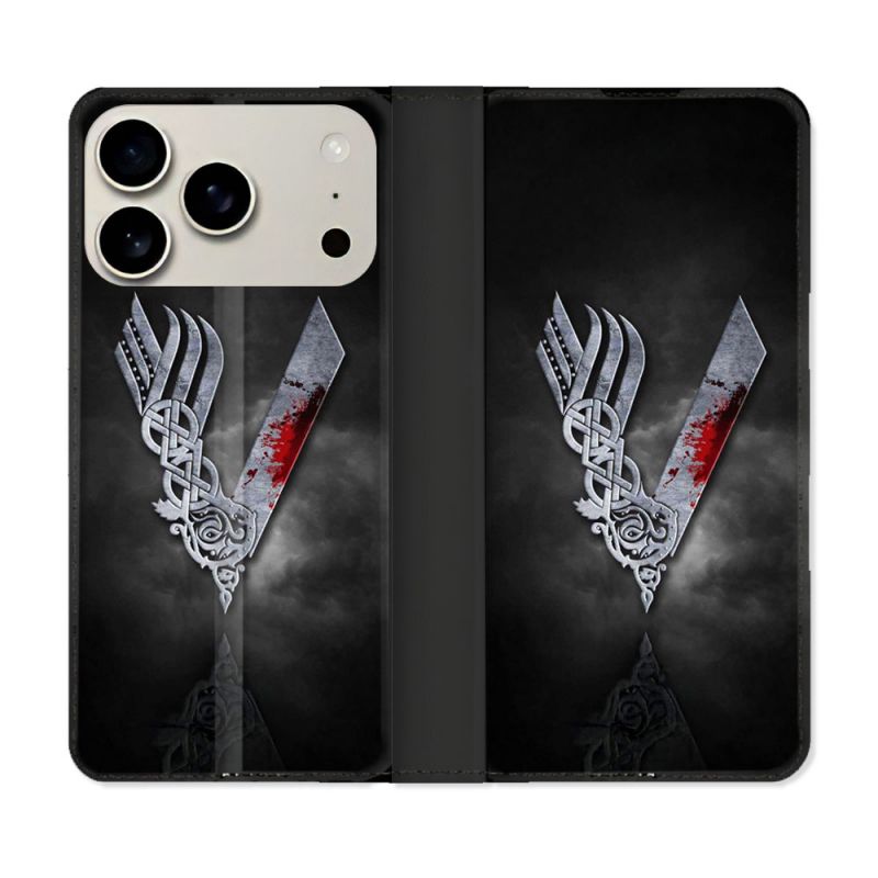 Housse cuir portefeuille Pour Iphone 18 Pro Max Viking