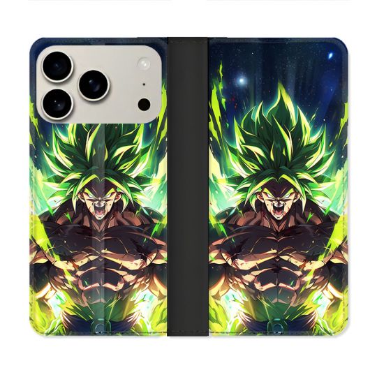 Housse cuir portefeuille Pour Iphone 18 Pro Manga Dragon Ball Broly