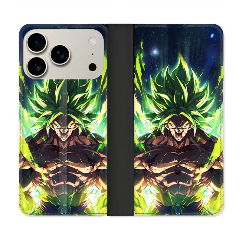 Housse cuir portefeuille Pour Iphone 18 Pro Manga Dragon Ball Broly