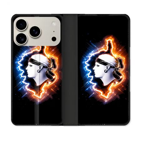 Housse cuir portefeuille Pour Iphone 18 Pro Max Voyage Corse Brillante