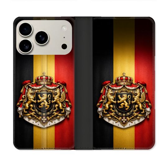 Housse cuir portefeuille Pour Iphone 18 Pro Max Voyage Drapeau Belgique