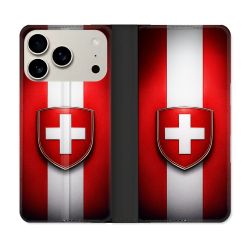 Housse cuir portefeuille Pour Iphone 18 Pro Max Voyage Drapeau Suisse