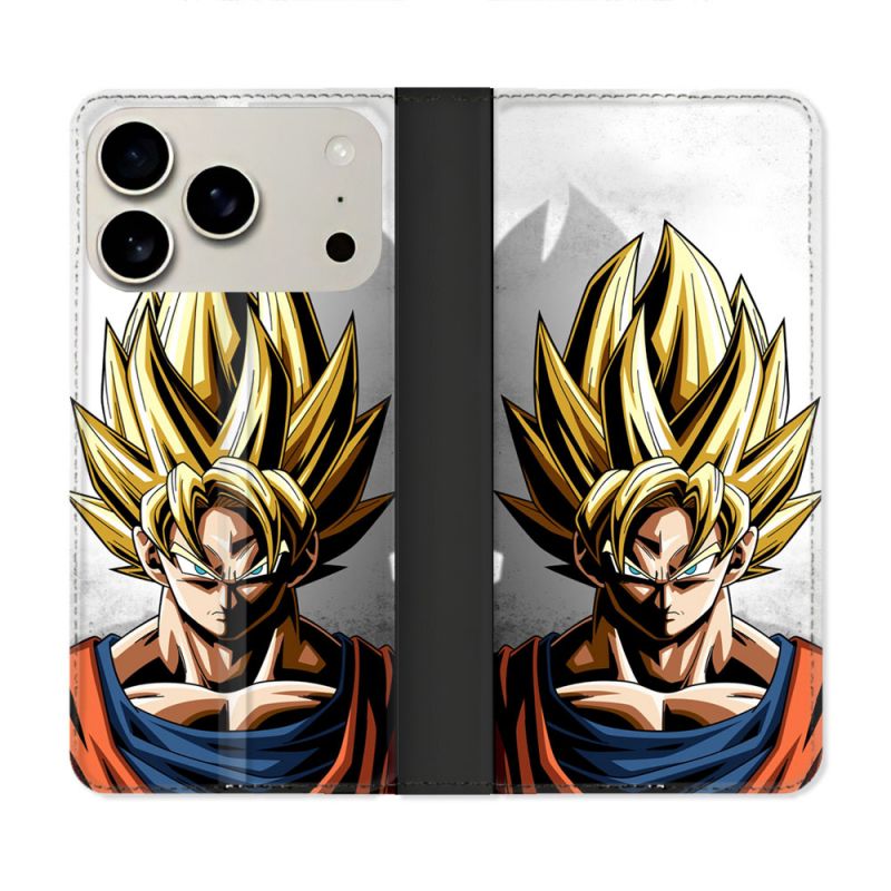Housse cuir portefeuille Pour Iphone 18 Pro Manga Dragon Ball Sangoku Portrait