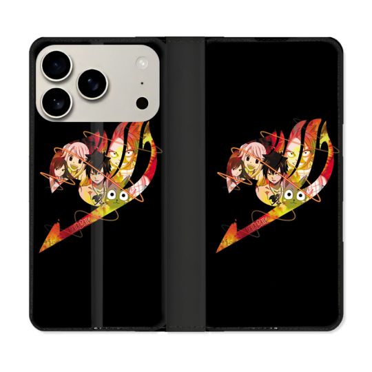 Housse cuir portefeuille Pour Iphone 18 Pro Manga Fairy Tail Logo Noir
