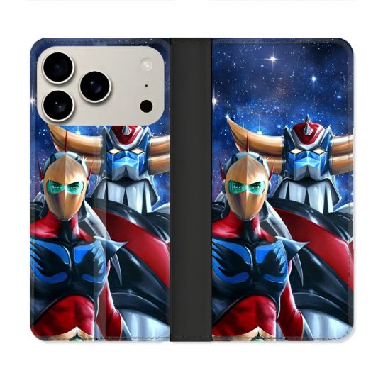 Housse cuir portefeuille Pour Iphone 18 Pro Manga Goldorak