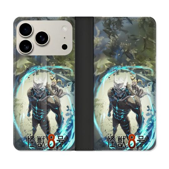 Housse cuir portefeuille Pour Iphone 18 Pro Manga Kaiju N° 8 Kafka Hibino