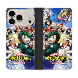 Housse cuir portefeuille Pour Iphone 18 Pro Manga My Hero Academia Affiche