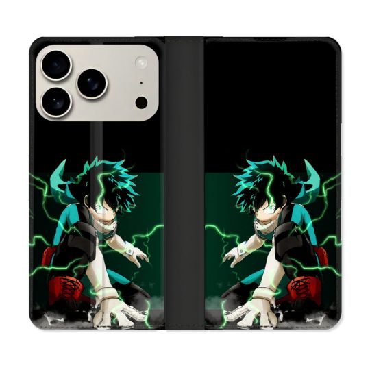 Housse cuir portefeuille Pour Iphone 18 Pro Manga My Hero Academia Deku