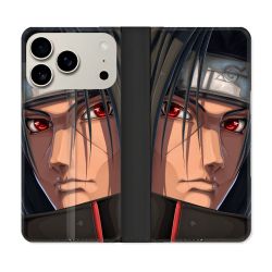 Housse cuir portefeuille Pour Iphone 18 Pro Manga Naruto Itachi Visage