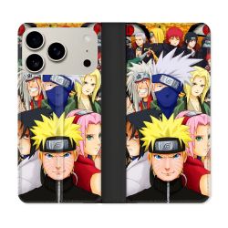 Housse cuir portefeuille Pour Iphone 18 Pro Manga Naruto Team