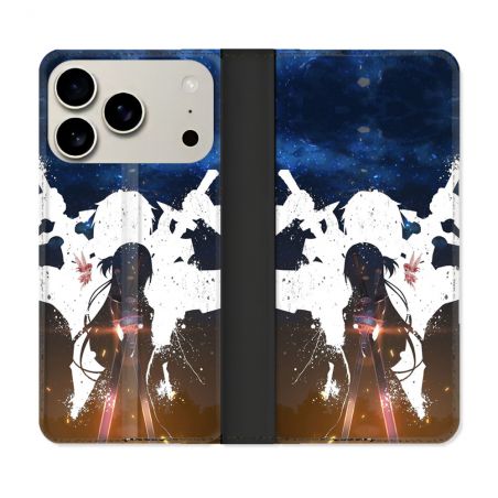 Housse cuir portefeuille Pour Iphone 18 Pro Manga SAO sword Art Online Asuna