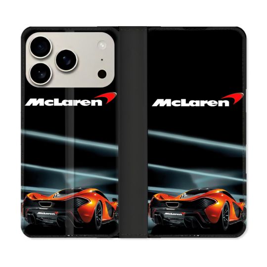 Housse cuir portefeuille Pour Iphone 18 Pro Mc Laren