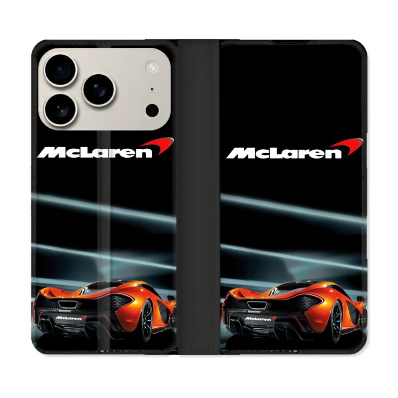 Housse cuir portefeuille Pour Iphone 18 Pro Mc Laren