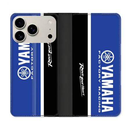 Housse cuir portefeuille Pour Iphone 18 Pro Moto Yamaha
