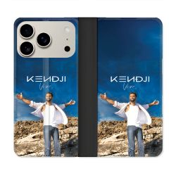 Housse cuir portefeuille Pour Iphone 18 Pro Musique Kendji
