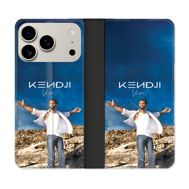 Housse cuir portefeuille Pour Iphone 18 Pro Musique Kendji