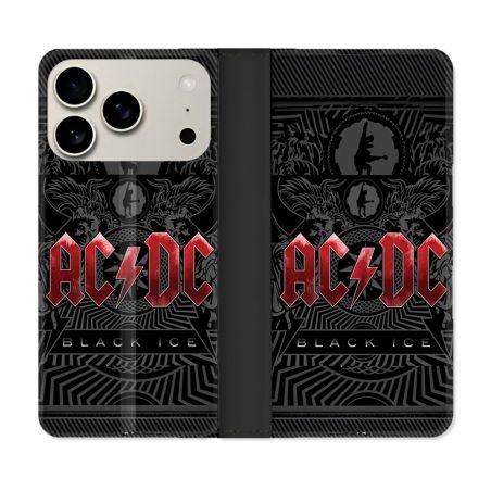 Housse cuir portefeuille Pour Iphone 18 Pro Musique Rock ACDC Rouge