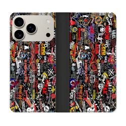 Housse cuir portefeuille Pour Iphone 18 Pro Musique Rock Groupe