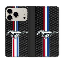 Housse cuir portefeuille Pour Iphone 18 Pro Mustang