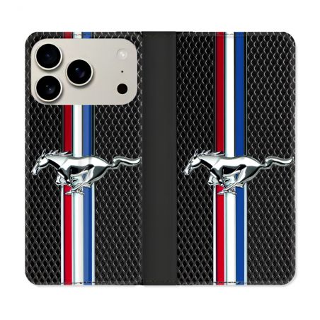 Housse cuir portefeuille Pour Iphone 18 Pro Mustang