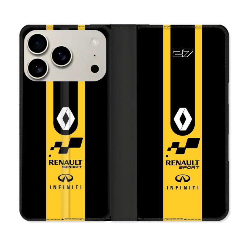 Housse cuir portefeuille Pour Iphone 18 Pro Renault