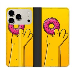 Housse cuir portefeuille Pour Iphone 18 Pro Simpson Donuts