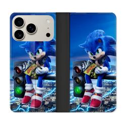 Housse cuir portefeuille Pour Iphone 18 Pro Sonic