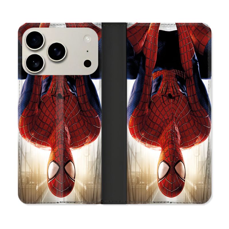 Housse cuir portefeuille Pour Iphone 18 Pro Spiderman Invers