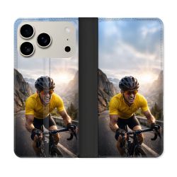 Housse cuir portefeuille Pour Iphone 18 Pro Sport Cyclisme Maillot Jaune