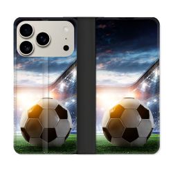 Housse cuir portefeuille Pour Iphone 18 Pro Sport Football Stade