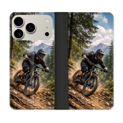 Housse cuir portefeuille Pour Iphone 18 Pro Sport VTT Montagne