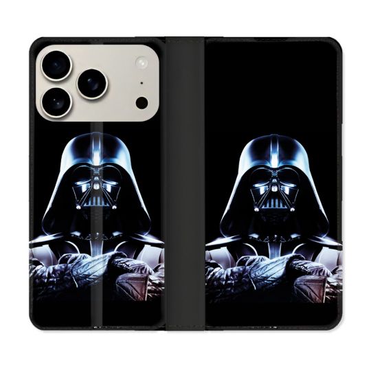 Housse cuir portefeuille Pour Iphone 18 Pro Star Wars - Dark Vador Noir