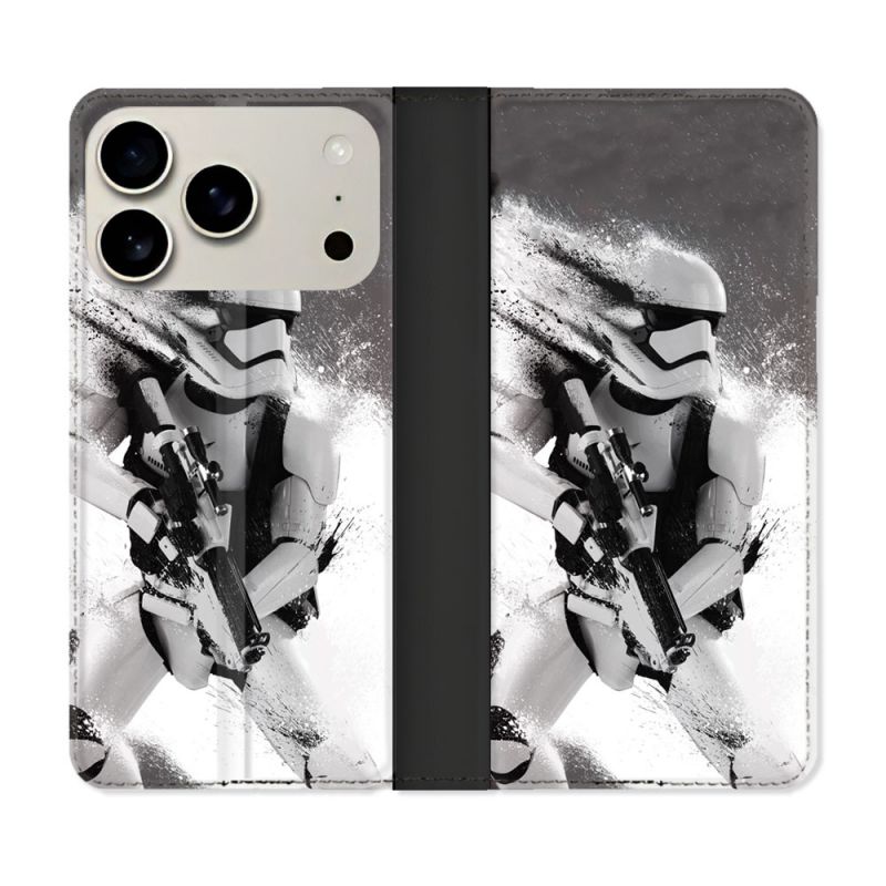 Housse cuir portefeuille Pour Iphone 18 Pro Star Wars - Trooper