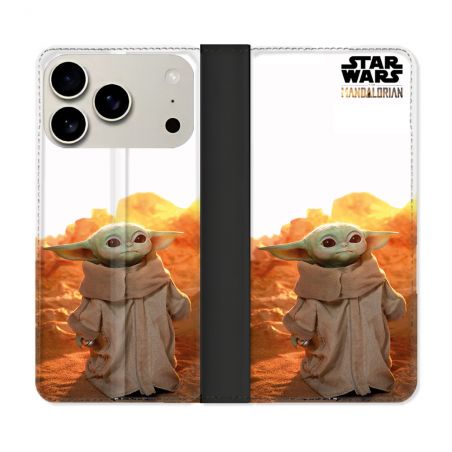 Housse cuir portefeuille Pour Iphone 18 Pro Star Wars - Yoda bebe soleil