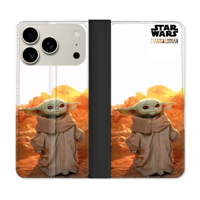 Housse cuir portefeuille Pour Iphone 18 Pro Star Wars - Yoda bebe soleil