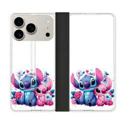 Housse cuir portefeuille Pour Iphone 18 Pro Stitch Love