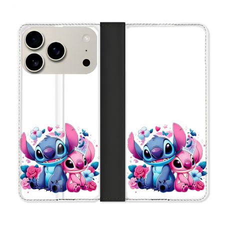 Housse cuir portefeuille Pour Iphone 18 Pro Stitch Love