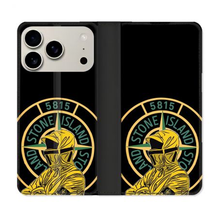 Housse cuir portefeuille Pour Iphone 18 Pro Stone Island Color
