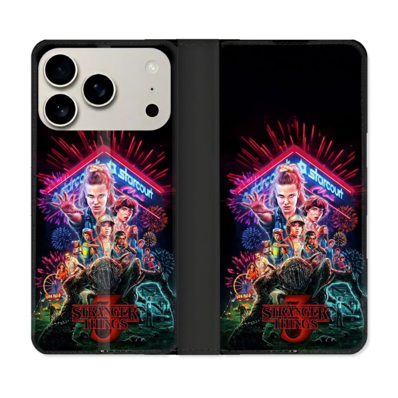 Housse cuir portefeuille Pour Iphone 18 Pro Stranger Things Affiche 3