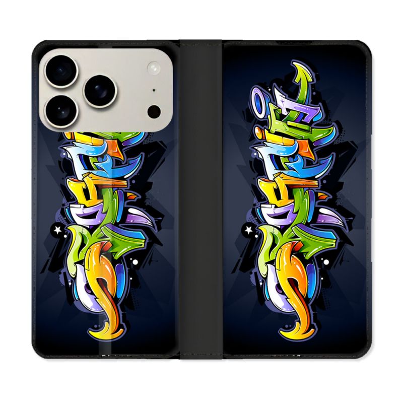 Housse cuir portefeuille Pour Iphone 18 Pro Street Art Graffiti