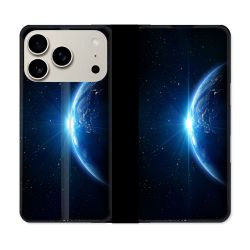 Housse cuir portefeuille Pour Iphone 18 Pro Univers Planete Terre