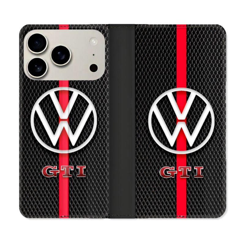 Housse cuir portefeuille Pour Iphone 18 Pro Volkwagen Line