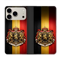 Housse cuir portefeuille Pour Iphone 18 Pro Voyage Drapeau Belgique