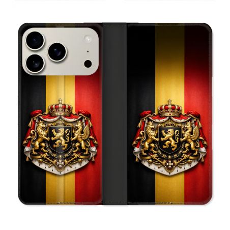 Housse cuir portefeuille Pour Iphone 18 Pro Voyage Drapeau Belgique