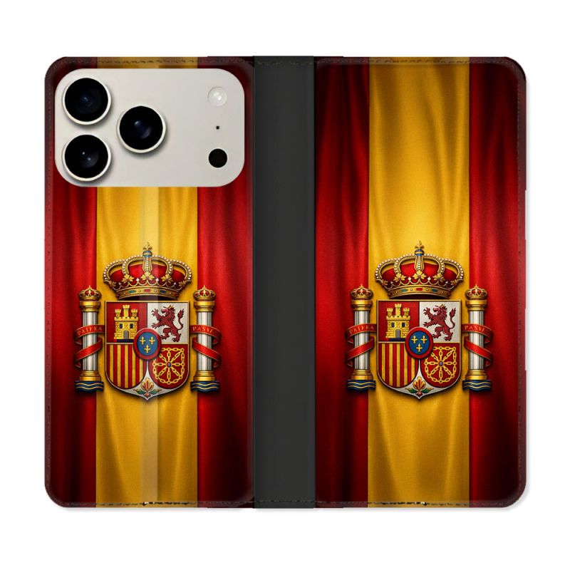Housse cuir portefeuille Pour Iphone 18 Pro Voyage Drapeau Espagne