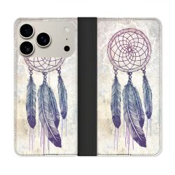 Housse cuir portefeuille Pour Iphone 18 Pro Zen Attrape Reve Blanc