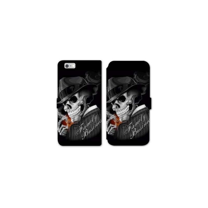 RV Housse cuir portefeuille Iphone 6 / 6s tete de mort