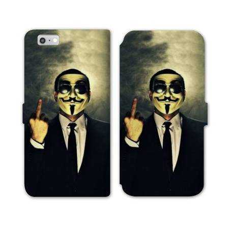 RV Housse cuir portefeuille Iphone 6 / 6s Anonymous